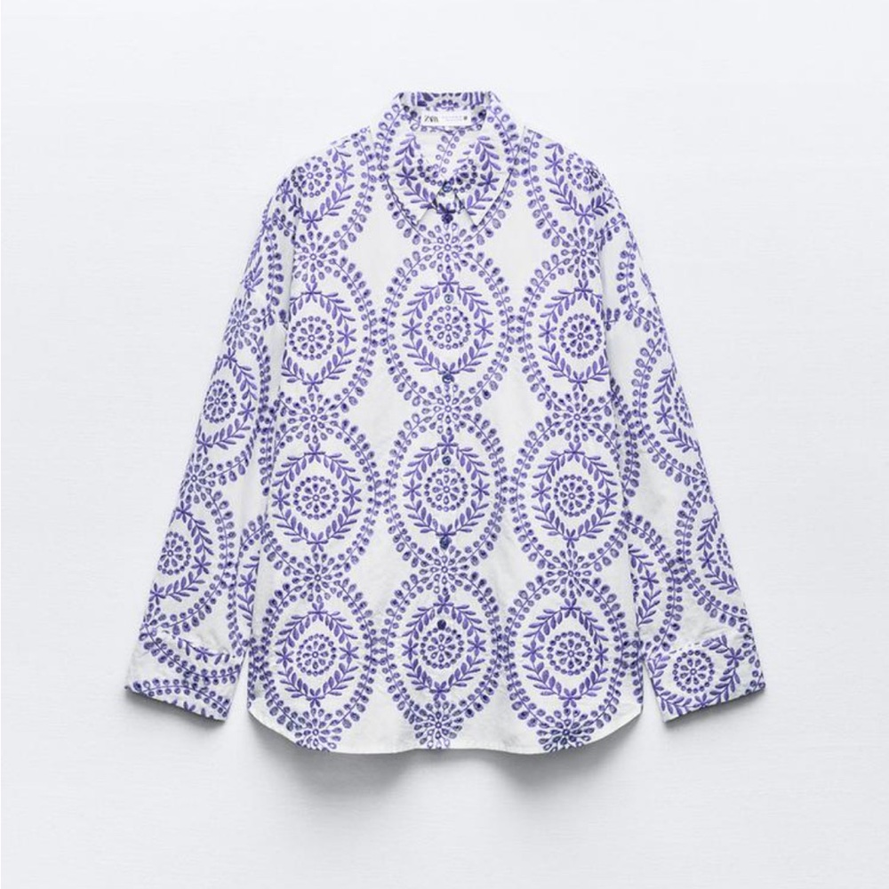 Zara Openwork Embroidery Shirt NWT